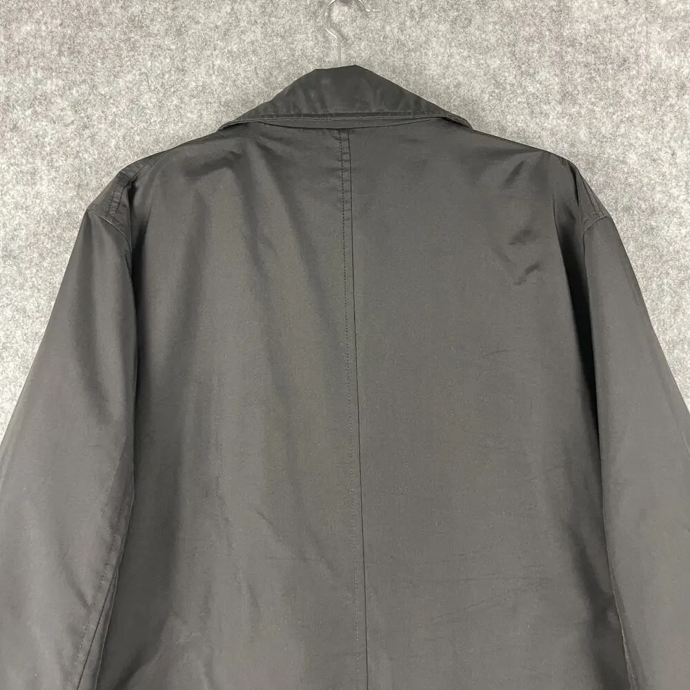 Vintage Banana Republic Factory Trench Coat Mens Large Black Water Resistant - Picture 15 of 16